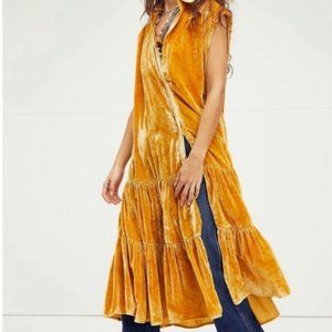 NWOT Free People On My Mind Velvet Tiered Maxi Top/Dress Size L